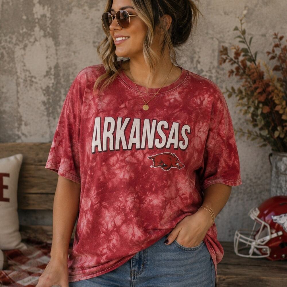 Unisex Arkansas Razorbacks Tie Dye Graphic Tee Size 2XL